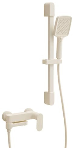 BiaoTeng Mitigeur Baignoire avec Douchette 2 Fonctions Chaud et Froid Set Douche Salle de Bain Laiton Colonne de Douche pour Baignoire avec Robinet Blanc