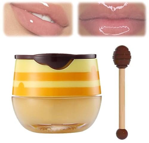 Bee Lip Balm Honey Pot, Honey Lip Mask, Honey Pot Lip Balm,Honey Propolis Moisturizing,Propolis Moisturizing Honey Lip Mask With Applicator, Improving Lip Lines, Dead Skin Removing Lipstick (1pcs)
