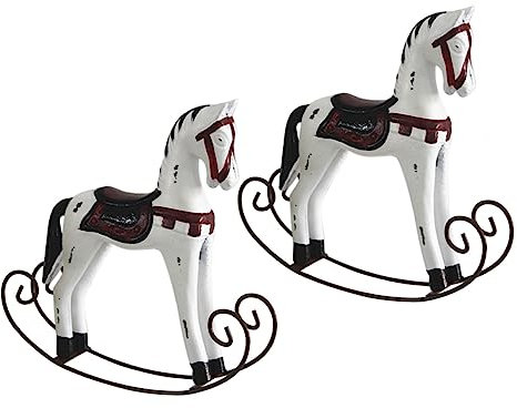 PHENOFICE Schaukelpferd Aus Holz Cartoon-Tier Handgefertigtes Holzhandwerk Watschelpferd Schreibtischschmuck Für Zuhause Kinderzimmer Holzornament