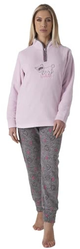 Karelpiù Pigiama Pile Donna Invernale, Pile Coral Fleece Morbido e Caldo, Taglie S M L XL XXL (IT, Testo, L, Regular, Regular, Rosa Gattino 230)