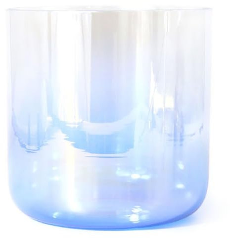 7 Inch 432HZ Quartz Chakra Bowl, Alchemy Crystal Singing Bowl, With Acrylic Striker & O-ring, Clear Blue Cosmic Light, For Yoga Meditation & Sound Healing(E Note)
