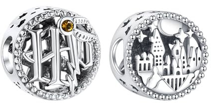 RMMY Ciondoli pendenti a forma di castello magico in argento sterling 925 con pietra filosofale per bracciale collana gioielli natalizi per la festa della mamma da donna con zirconi due confezioni