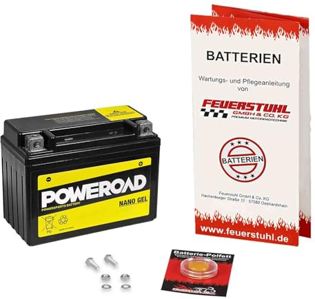 Batterie passend für Vespa Primavera 50 2T, 2014-2018, wartungsfrei | Gel, einbaufertig, startklar, auslaufsicher, von Poweroad, inkl. 7,50€ Batteriepfand