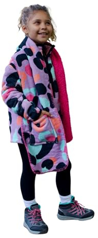 OHS Leopard Print Fleece Pocket Scarf for Girls Hand Neck Warmer Long Scarf Super Soft Fluffy Winter Scarfs Wrap Gift for Kids Casual Wear & Cold Weather, Lilac Purple
