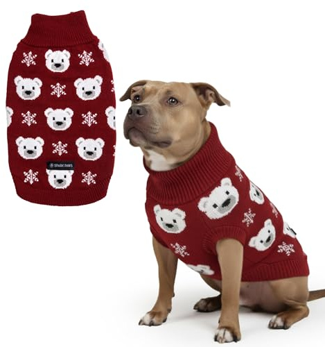 Spark Paws Weihnachten Strickpullover für Hunde - Winterkleidung für Hunde | Stretchkragen, Bündchen und Saum, tiefer V-Ausschnitt, weiches Polycore-Garn, maschinenwaschbar