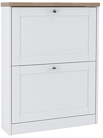 HEIDE Shoe Chest Cabinet 2 Flaps in White Sonamic Oak, 19 x 70 x 90 cm (D x W x H)
