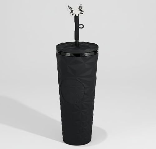 Starbucks Halloween 2025 Midnight Glow-in-the-Dark Cold Cup with Moth Straw Topper 24 oz Reusable Tumbler
