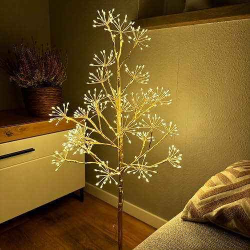 LED Lichterbaum, Stimmungslicht mit Netzteil für innen und außen - 405 warmweiße LED´s - 1 0 0 cm groß - Dauerleuchten oder Funkeleffekt - Outdoor geeignet - Deko für Herbst, Winter, Weihnachten