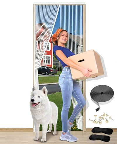 Maraiss Pet Friendly Magnetic Screen Door 90 x 210 cm - Durable Mesh Cat & Dog Door Curtain with Magnetic Closure, Bug-Proof Fly Screen for Patio & Entry Doors