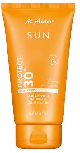 M. Asam Sun Care & Protect Körper Sonnencreme LSF30 (150ml) | mit sofortigem UVA & UVB Schutz, wasserfeste Körperpflege mit Sheabutter & Vitamin E, pflegend, nicht fettend
