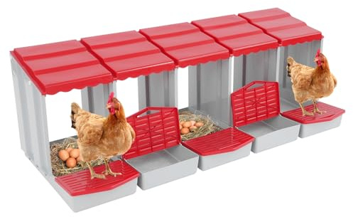 Legenest für Hühnern, 5 Abteile, Hühner-Nistkaste mit Eiersammlung, Freistehender oder Wandmontierbarer Nistkasten für Hühnerstall Stall Hühnerhaus