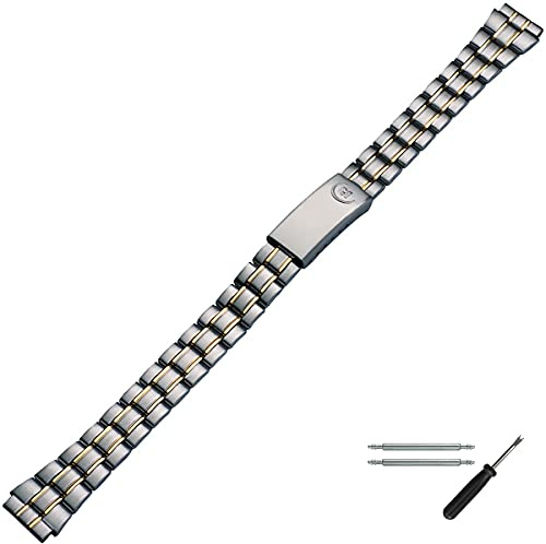 MARBURGER Uhrenarmband 12mm Edelstahl Silber Gold - Werkzeug Montage Set 88109120020