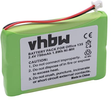 vhbw Akku kompatibel mit Ascom Ascotel Office 135pro, Office 135 schnurlos Festnetz Telefon (750 mAh, 2,4 V, NiMH)