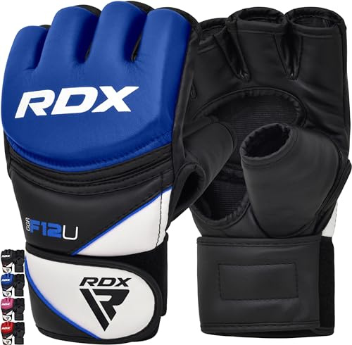 RDX MMA Gloves for Grappling Martial Arts Training, D. Cut Open Palm Maya Hide Leather Sparring Mitts, Perfect for Cage Fighting, Adults & Kids Combat Sports, Punching bag, Muay Thai and Kickboxing