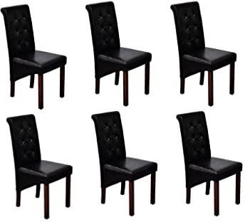 vidaXL Esszimmerstühle 6 STK. Schwarz Kunstleder