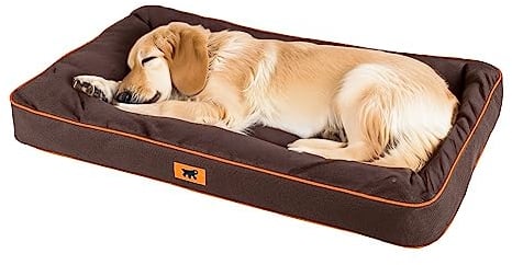 FERPLAST Hundematte Extra Groß - Orthopädisches Hundebett - Hundebett Waschbar & Kratzfest - Hundekissen - Hundebett Flauschig - Herausnehmbare Polsterung - Polo - 110 x 70 x h 8 CM, XL, BRAUN