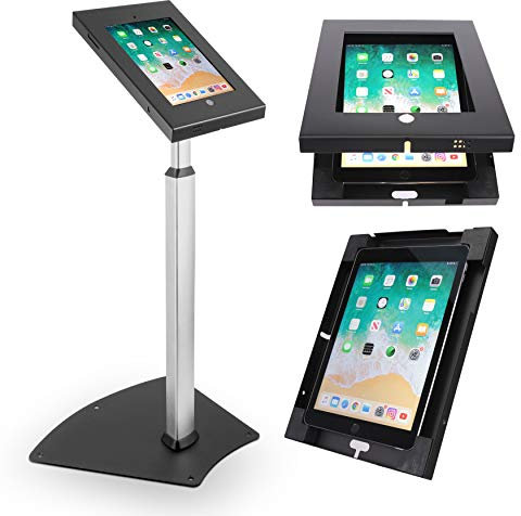 Pyle Home iPad Compatible Tablet Stand, Tamper Proof Screen Holder, 27.56'' - 43.31'' Adjustable AntiTheft Floor Stand, Works With 9.7'' Touchscreens, Cable Management, Durable Design For Public Use