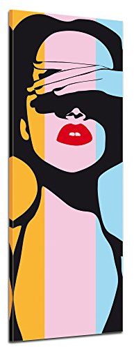Bilderdepot24 Bild auf Leinwand | Retro Frau Pop Art Stil I in 30x90 cm als Panorama Wandbild | Wand-deko Dekoration Wohnung modern Bilder | 170449