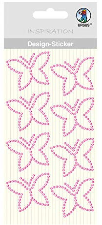 Ursus 75070005 - Design Sticker, Schmetterlinge, rosa, 8 Stück, selbstklebend, einfach von der Folie abzuziehen, ideal geeignet für Scrapbooking, Kartengestaltung und zur Dekoration