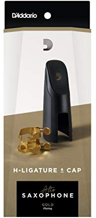 Legatura H e copribocchino per sassofono contralto, finitura placcata oro