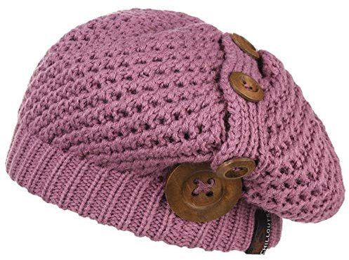 CHILLOUTS Nelly Strickbaskemütze Damen - Damenbaske Holzknopf Damenmütze Herbst-Winter