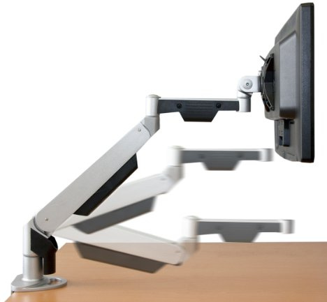 Allcam GSD110 Gas Spring Desk Mount LCD Monitor Stand w/vesa bracket & monitor arm: free up/down & left/right motion