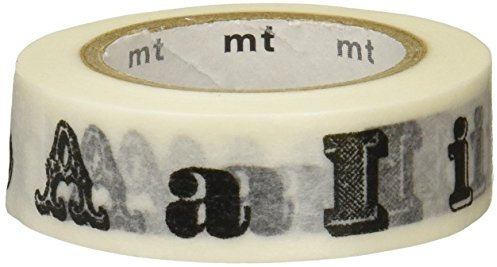 mt masking tape: schwarze Buchstaben, Washi-Klebeband aus Reispapier, 1 Rolle 15 mm x 10 m