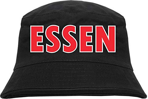 HB_Druck Essen Fischerhut - Bucket Hat Blockschrift rot Weiss L/XL Schwarz