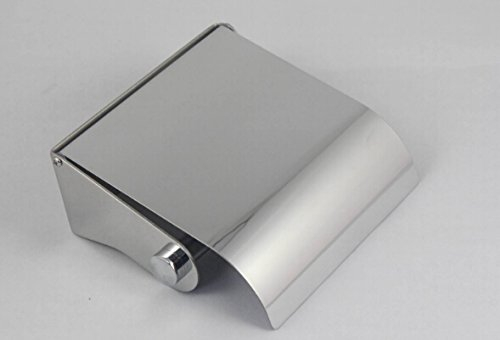 BENE Toilettenpapierhalter mit Deckel, Edelstahl 18/8 (SUS304), hoch glänzend, Wandhalterung, Modern, 130x45x110mm