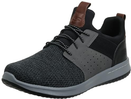 Skechers Men's Classic Fit-delson-camden Sneaker, Black/Grey, 12 UK
