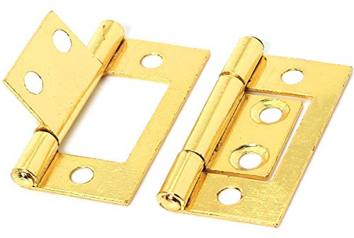 Pair of Small 40mm Brass Flush Hinges - 1.5 Cupboard/Cabinet/Unit Fittings