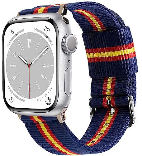 ESTUYOYA Correa España compatible con Apple Watch 41mm 40mm 38mm, (42mm-Serie 10) Pulsera de Nylon Azul Bandera Española Deportiva para iWatch Series 10 9 8 7 6 5 4 3 2 1 SE SE2 - Otan