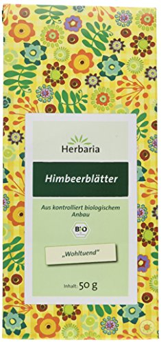 Herbaria Himbeerblätter Tee bio 50g, loser Bio-Kräutertee, Bio-Himbeerblättertee lose, Bio-Himbeerblätter getrocknet und grob geschnitten, für natürlich guten Teegenuss