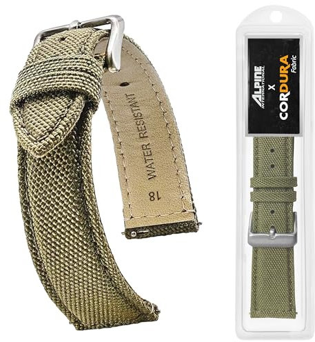 Cinturino per orologio in tessuto Cordura Alpine, cinturino di ricambio a sgancio rapido, rivestimento posteriore impermeabile, cinturino in pelle per donne e uomini, compatibile con cinturini