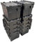 Loadhog Heavy Duty 100% Recycled Plastic 25 Litre Attached Lidded Container Storage Box Totes (L 400 x W 300 x H 305 mm) Black - Pack of 10