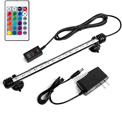 iKefe 28cm Color Changing LED Fish Tank Aquarium Submersible Light with Remote/Colored Aquarium LED Tank Lights Fixture for Underwater Decorations, Plant Grow, Saltwater Freshwater Fish, KR5011