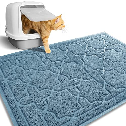 Yimobra Katzenstreumatte, XL Jumbo 90 x 60 cm, Leicht Zu Reinigende Katzenmatten, rutschfest, Wasserdicht, Fallen Für Katzentoiletten,Grün blau