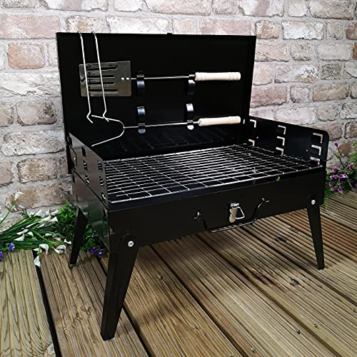 43cm x 26cm Folding Portable Camping Beach Barbecue BBQ with Wind Shield and Tools