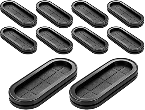 Poppstar Gommini passacavo ovali (91 x 37 x 11 mm) Passacavo in gomma per far passare cavi elettrici, set di 10 pezzi, colore nero