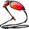 MEETSUN Polarisierte Sport-Sonnenbrille für Herren Damen Fahren Radfahren Angeln Sonnenbrille UV400-Schutz, schwarzer Rahmen - rote Spiegelgläser