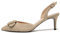 EDEFS Women's Slingback Kitten Heel Sandals Pointed Toe Stiletto Pumps Ankle Strap Dress Party Court Shoes, Suede Beige Size EU41