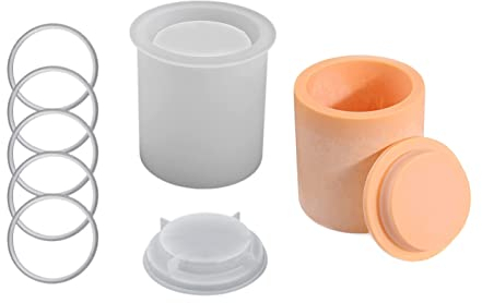 Xidmold Silicone Candle Vessels Mould with Sealing Rings, Jar Moulds Lid, Concrete Candlestick Holders Mould, Planter Molds, Storage Pot Cement Molds for Handmade Decor, white