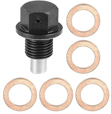 X AUTOHAUX 1 Satz M12x1,25 Ölablassschraube, magnetische Aluminium-Sumpfablassmutter mit 5 Unterlegscheiben für Auto, Motorrad, Schwarz