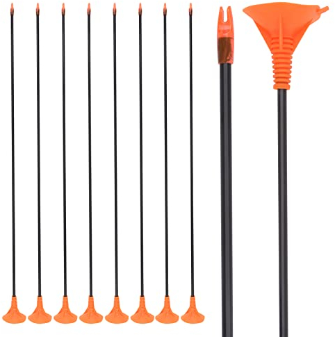 NIKA ARCHERY 28 Zoll Pfeil Bogenkönig Pfeile für Bogenschießen 8er Set aus Fiberglas mit orangenem Saugnapf Kinder Bogen