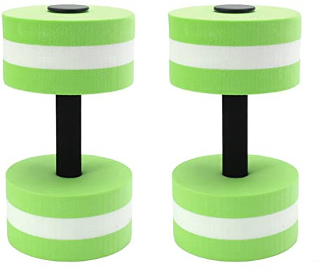 Aquatic Dumbbells, 2 Pieces EVA Foam Water Dumbbells for Water Aerobics Lightweight Pool Exercise Equipment for Women Men Aqua Fitness Weight Loss (10.6 x 5.9)(Green)