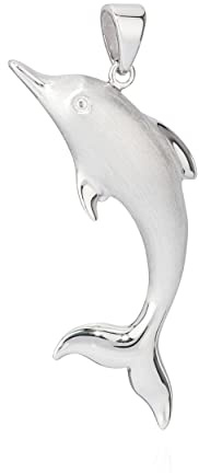 NKlaus Kettenanhänge Delphin 925 Silber 38mm teilmatt oder glanz Delfin anlaufgeschützt Amulett