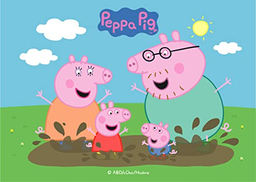 Dekora, Peppa Wutz Tortendeko, Essbares Kuchendekoration für Geburtstags,Torte Kindergeburtstag, Geburtstagsdeko A5