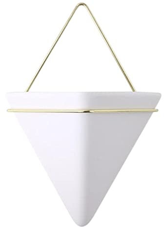 Vase Triangle Wall Hanging Planter Modern Geometric Wall Pot Wanddekoration, Weiß S Wohnkultur