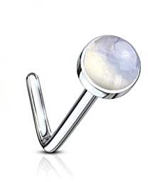 Treuheld® Nasenpiercing mit Edelstein | 8 Farben | Nasenstecker [04.] - Opalith