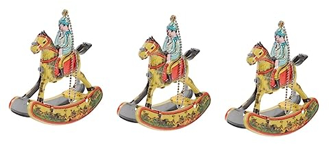 COHEALI 3st Blechspielzeug Weihnachtsspielzeug Kreative Pferdedekoration Eisenhandwerk Schaukelpferd-Statue Layout Schmücken Schaukelschlauch Hausverzierung Schmiedeeisen Nostalgie